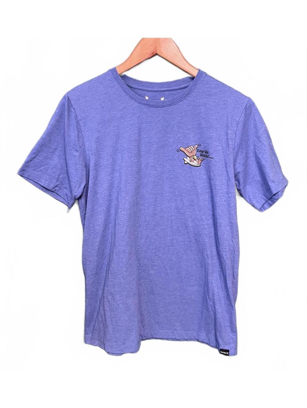 Hurley Shaka Graphic Tee Blue Heather Surf Skate T-Shirt Men's Size M Retro